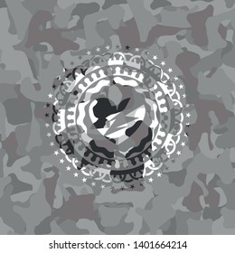 broken heart icon on grey camo texture