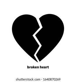 broken heart icon on white background