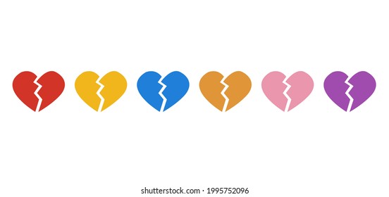 icono de corazón roto en fondo blanco, ilustración vectorial