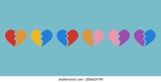 broken heart icon on a white background, vector illustration