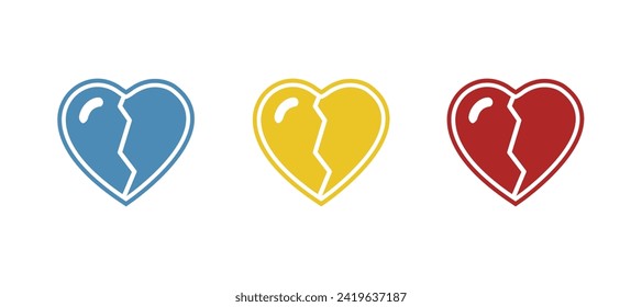 icono de corazón roto en fondo blanco, ilustración vectorial