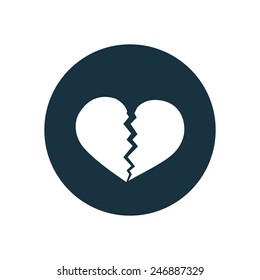 broken heart icon on white background 