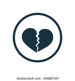 broken heart icon on white background 