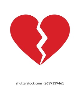 Broken Heart Icon on White Background – Symbol of Heartbreak, Sadness, Love Loss, and Emotion