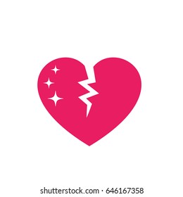 broken heart icon on white