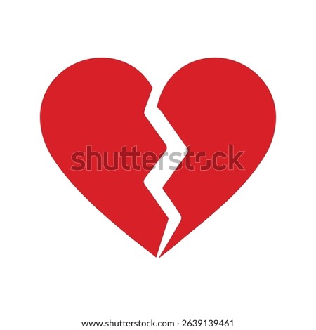 Broken Heart Icon on White Background – Symbol of Heartbreak, Sadness, Love Loss, and Emotion