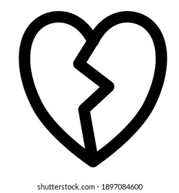 Broken heart icon outline black, you can use for commercial