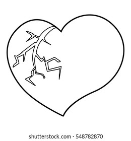 Broken heart icon. Outline illustration of broken heart vector icon for web