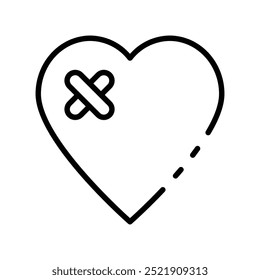 broken heart icon. Outline style design isolated on white background