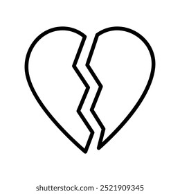 broken heart icon. Outline style design isolated on white background