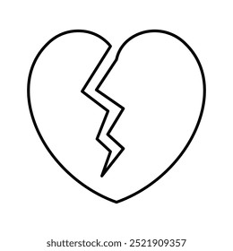 broken heart icon. Outline style design isolated on white background