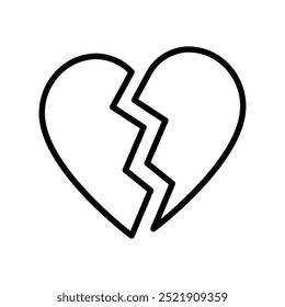 broken heart icon. Outline style design isolated on white background