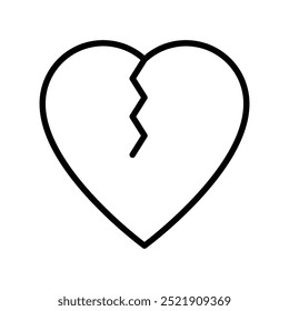 broken heart icon. Outline style design isolated on white background