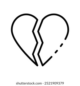 broken heart icon. Outline style design isolated on white background