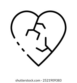 broken heart icon. Outline style design isolated on white background