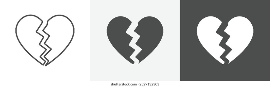 broken heart icon Outline symbol set