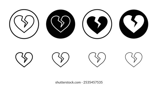 Broken heart icon Outline vector for web ui