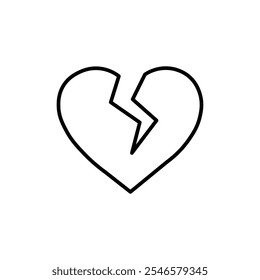 Broken heart icon Outline vector for web ui