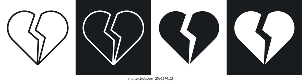 Broken heart icon pack for app and website ui designs.