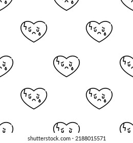 Broken Heart Icon Pattern. Seamless Broken Heart Pattern On White Background.