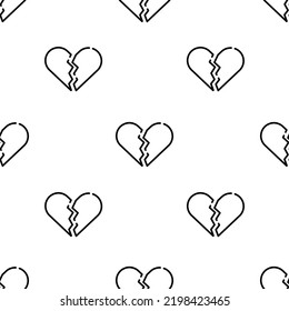 Broken Heart Icon Pattern. Seamless Broken Heart Pattern On White Background.