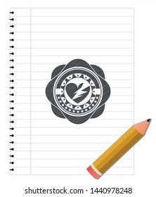 broken heart icon pencil draw. Vector Illustration. Detailed.