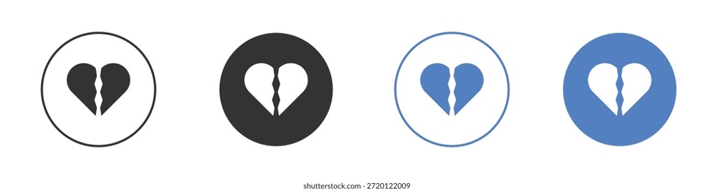 Conjunto de pictograma de icono de corazón roto. Diseños de iconos de Vector