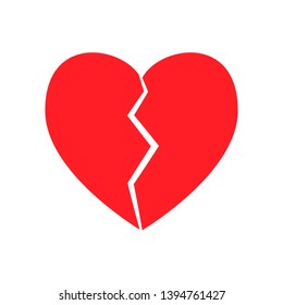 Broken heart icon red heartbreak divorce symbol no love separation lonely valentine  illustration