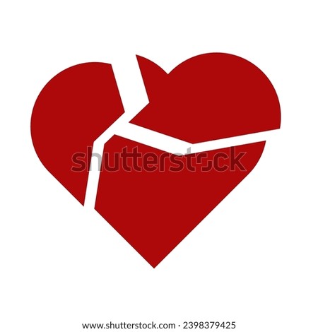 Broken heart icon. Heart red shape