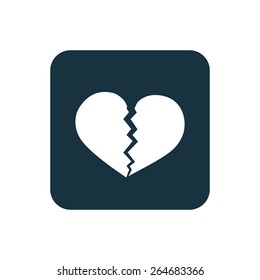 broken heart icon Rounded squares button, on white background 