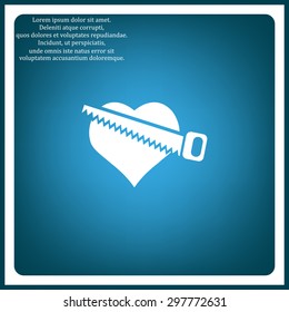 broken heart icon, heart, saw