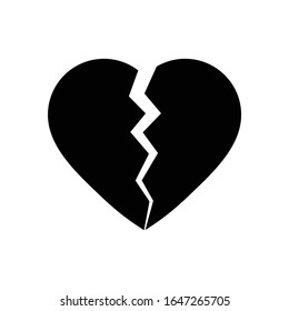 broken heart icon separated symbol black vector 