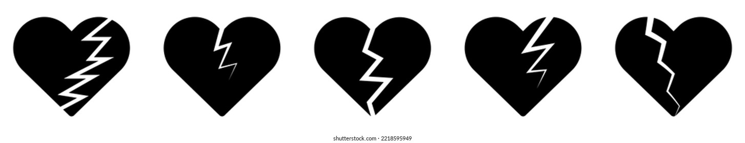 Broken heart icon set. Design for web and mobile app.
