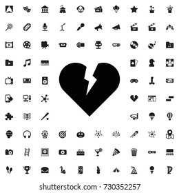 Broken heart icon. set of filled entertainment icons.