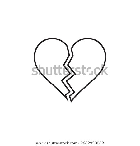 Broken heart icon set in red circle. Outline heartbreak symbol. Love breakup and emotional pain concept