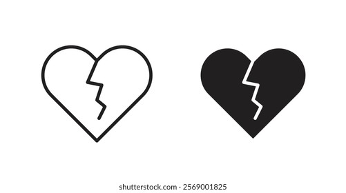 Broken heart icon set vector graphics designs