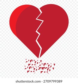 broken heart icon, silhouette vector isolated on white background. simple and modern design On Transparent Background. EPS 10.