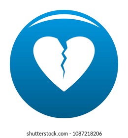Broken heart icon. Simple illustration of broken heart vector icon for any design blue
