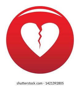 Broken heart icon. Simple illustration of broken heart vector icon for any design red