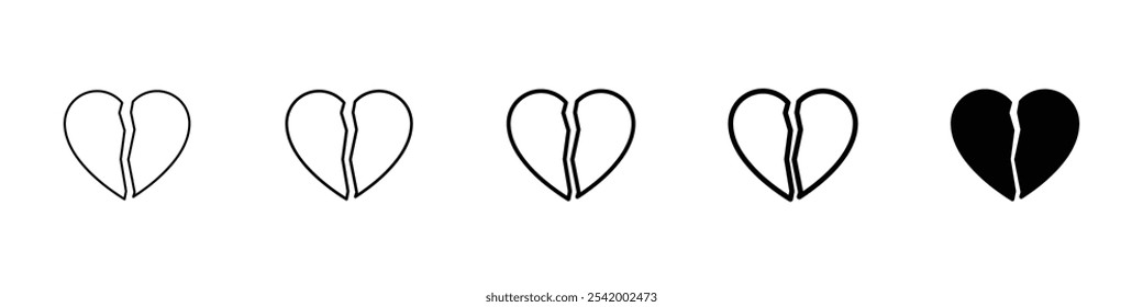 broken heart icon Simple outline illustration