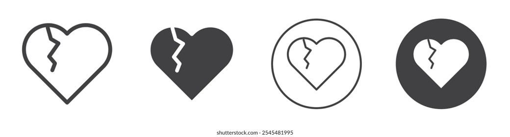 Broken Heart icon Simple outline vector logo