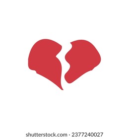 Broken heart icon. Simple style valentine's day poster background symbol. Broken heart brand logo design element. Broken heart t-shirt printing. Vector for sticker.