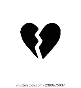Broken heart icon. Simple style valentine's day poster background symbol. Broken heart brand logo design element. Broken heart t-shirt printing. Vector for sticker.