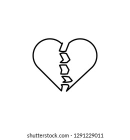 broken heart icon. Simple thin line, outline vector of valentines day icons for UI and UX, website or mobile application on white background
