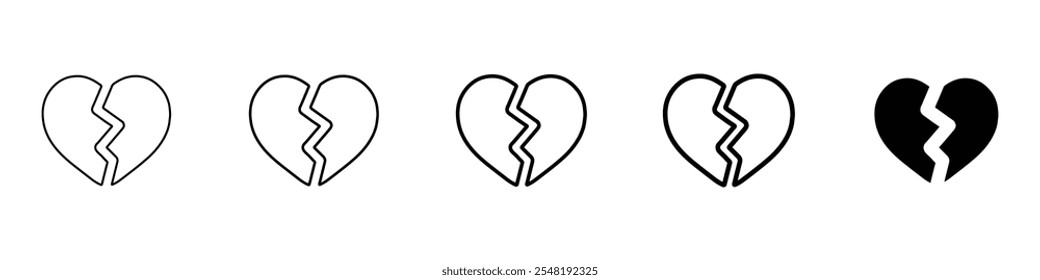 broken heart icon Simple thin line logo set