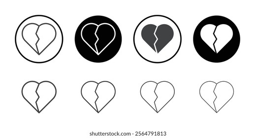 Broken heart icon simple vector symbol