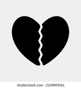 Broken heart icon in solid style, use for website mobile app presentation