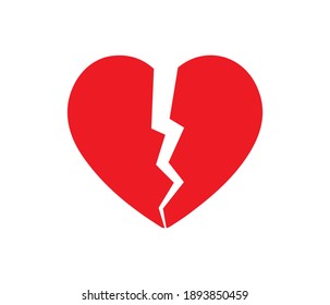 Broken heart icon symbol. Breakup logo sign. Vector illustration image. Isolated on white background.