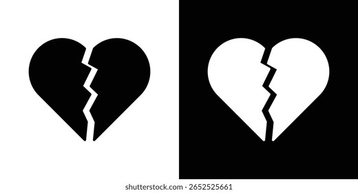 Broken heart icon symbol collection. Flat vector stock illustration.