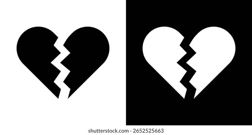Broken heart icon symbol collection. Flat vector stock illustration.